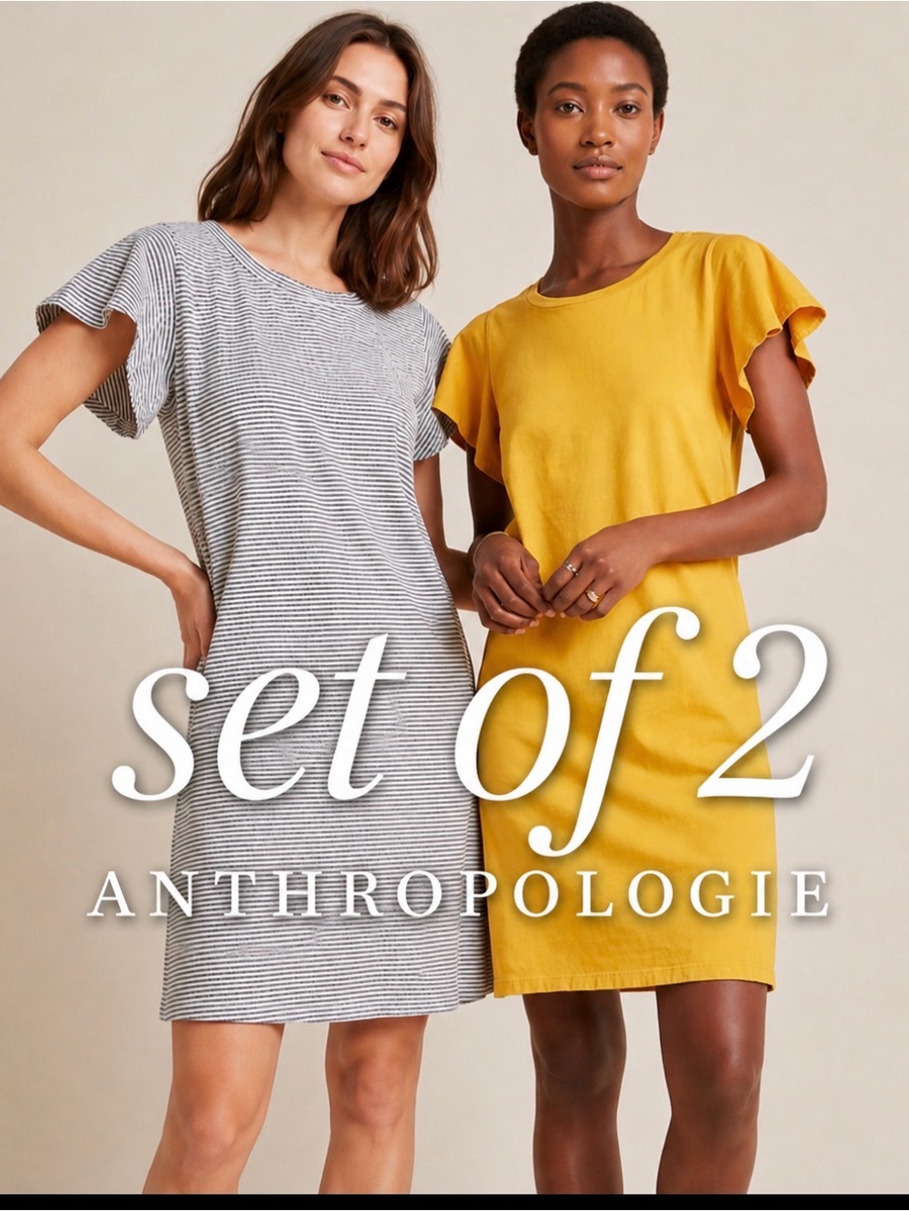 Anthropologie T.La t shirt dress set of 2 cotton